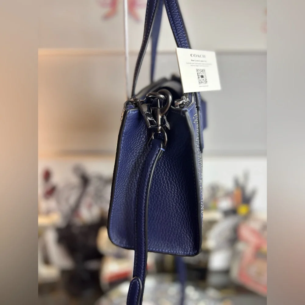 Coach Blue Textured Crossbody Bag with Adjustable Strap - Picture 8 of 15